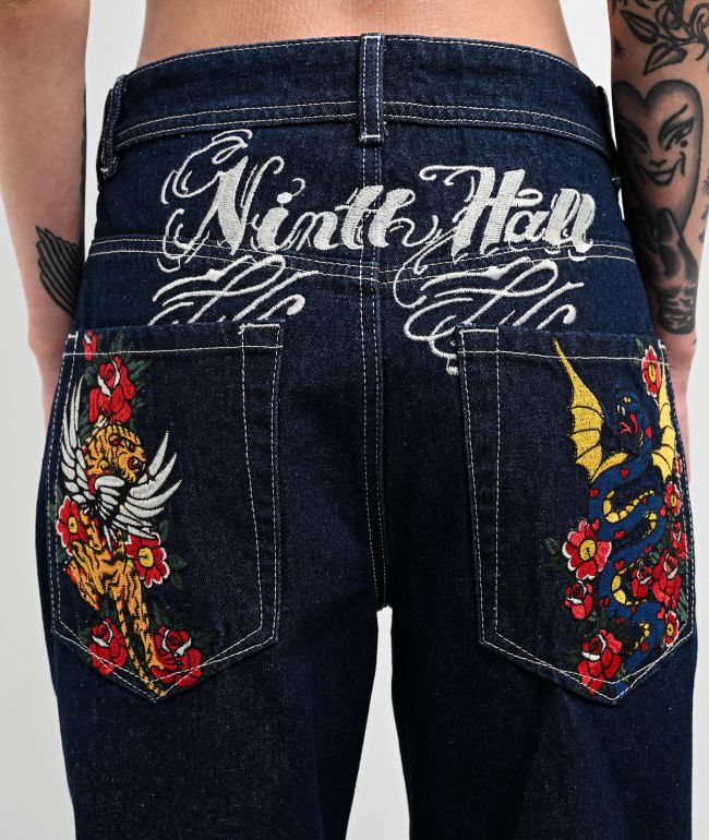 Ninth Hall Idle Rinse Blue Straight Leg Denim Jeans
